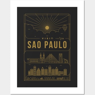 Sao Paulo Minimal Lineal Poster Posters and Art